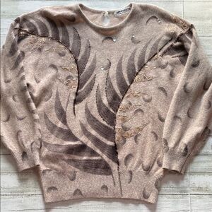 Aphrodite Embroidered Taupe Patterned Sweater